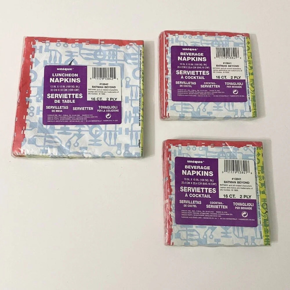 Vtg 1999 Batman Beyond Napkins Birthday Party Supplies Luncheon Beverage Napkins - Picture 2 of 11